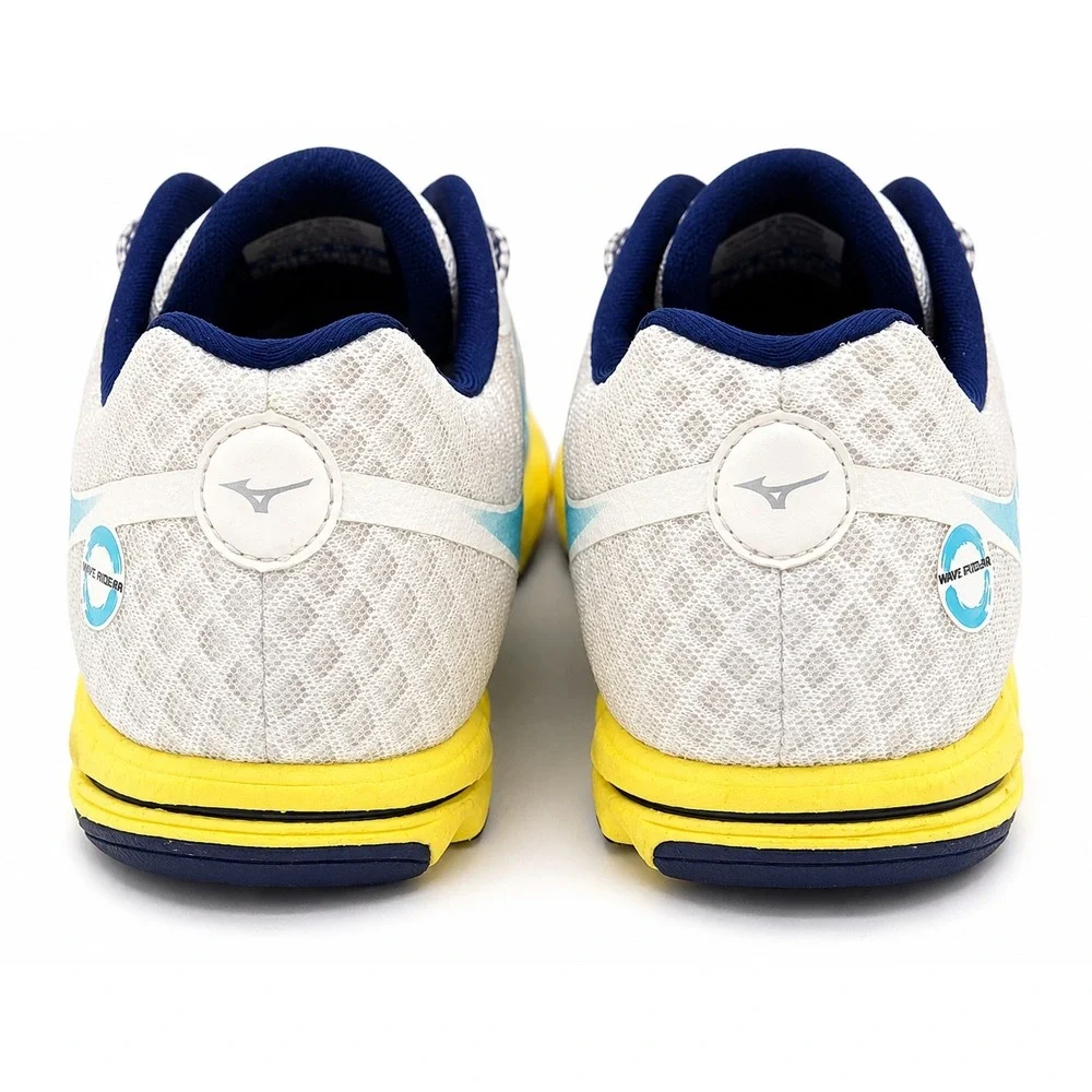 Mizuno Wave Hitogami Womens Size W6.5 White Blue Yellow Running Shoes J1GB148016